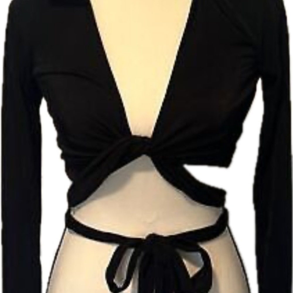 Pacsun crop black wrap long sleeve size small